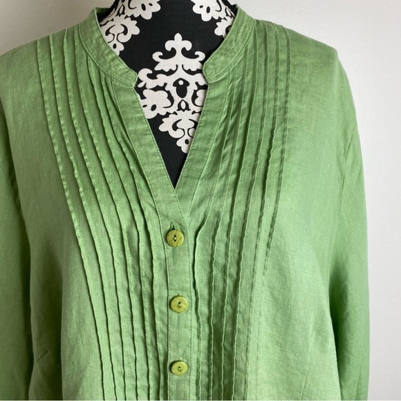 David Brooks Linen Button Front Top Lagenlook - Picture 8 of 11